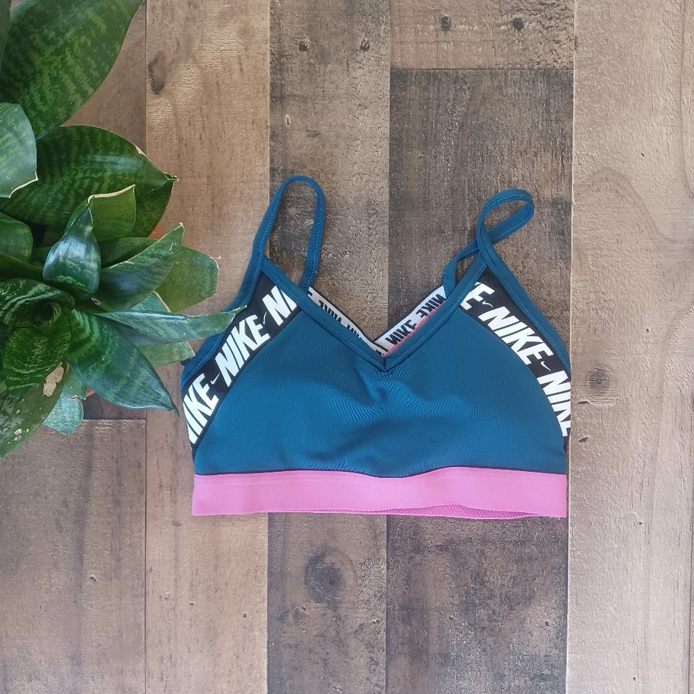 Nike Indy Dri-Fit Training Sports Bra In Valerian Blue And Pink, Size Small